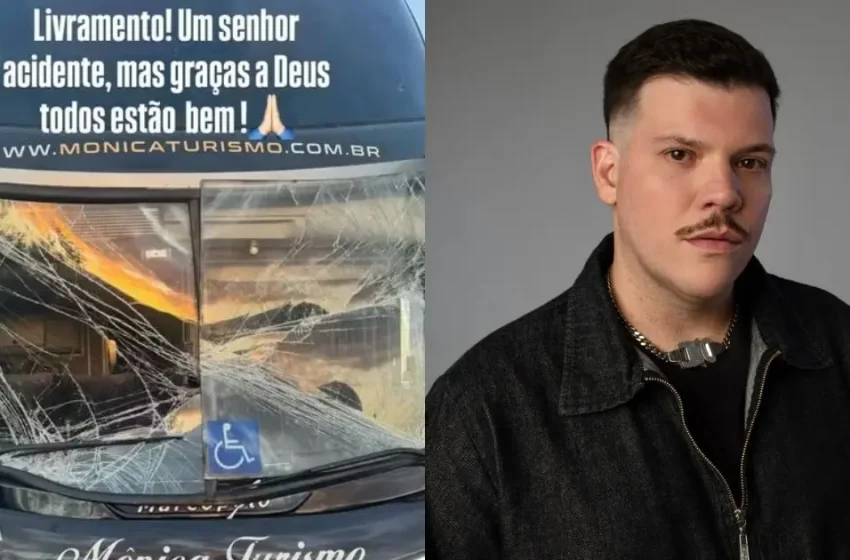  Ônibus do cantor Ferrugem se envolve em acidente na BR-290 após show no RS